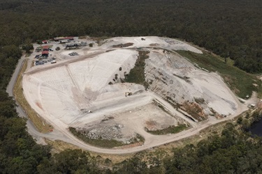 An aerial shot of waste cell four being constructed