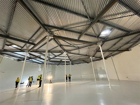 Workers inside the stuarts point water reservoir